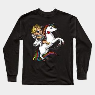 Cupid Riding Unicorn Long Sleeve T-Shirt